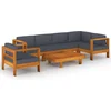 Image de vidaXL - 7-delige - Loungeset - met - donkergrijze - kussens - acaciahout