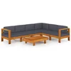 Image de vidaXL - 7-delige - Loungeset - met - donkergrijze - kussens - acaciahout