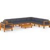 Image de vidaXL - 10-delige - Loungeset - met - donkergrijze - kussens - acaciahout
