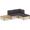 Image de vidaXL - 4-delige - Loungeset - met - donkergrijze - kussens - bamboe