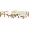 Image de vidaXL - 6-delige - Loungeset - met - crèmewitte - kussens - bamboe