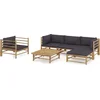 Image de vidaXL - 6-delige - Loungeset - met - donkergrijze - kussens - bamboe