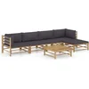 Image de vidaXL - 6-delige - Loungeset - met - donkergrijze - kussens - bamboe