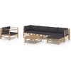 Image de vidaXL - 7-delige - Loungeset - met - donkergrijze - kussens - bamboe