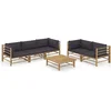 Image de vidaXL - 6-delige - Loungeset - met - donkergrijze - kussens - bamboe