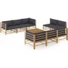 Image de vidaXL - 9-delige - Loungeset - met - donkergrijze - kussens - bamboe