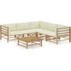 Image de vidaXL - 6-delige - Loungeset - met - crèmewitte - kussens - bamboe