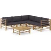 Image de vidaXL - 6-delige - Loungeset - met - donkergrijze - kussens - bamboe