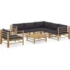 Image de vidaXL - 7-delige - Loungeset - met - donkergrijze - kussens - bamboe