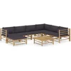 Image de vidaXL - 8-delige - Loungeset - met - donkergrijze - kussens - bamboe