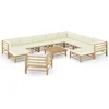 Image de vidaXL - 12-delige - Loungeset - met - crèmewitte - kussens - bamboe
