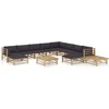 Image de vidaXL - 12-delige - Loungeset - met - donkergrijze - kussens - bamboe