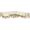 Image de vidaXL - 9-delige - Loungeset - met - crèmewitte - kussens - bamboe