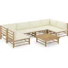 Image de vidaXL - 7-delige - Loungeset - met - crèmewitte - kussens - bamboe