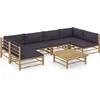 Image de vidaXL - 7-delige - Loungeset - met - donkergrijze - kussens - bamboe