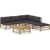 Image de vidaXL - 6-delige - Loungeset - met - donkergrijze - kussens - bamboe