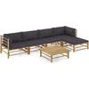 Image de vidaXL - 6-delige - Loungeset - met - donkergrijze - kussens - bamboe