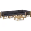 Image de vidaXL - 6-delige - Loungeset - met - donkergrijze - kussens - bamboe