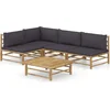 Image de vidaXL - 5-delige - Loungeset - met - donkergrijze - kussens - bamboe