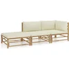 Image de vidaXL - 3-delige - Loungeset - met - crèmewitte - kussens - bamboe