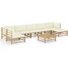 Image de vidaXL - 8-delige - Loungeset - met - crèmewitte - kussens - bamboe