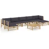 Image de vidaXL - 8-delige - Loungeset - met - donkergrijze - kussens - bamboe