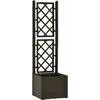Image de vidaXL - Plantenbak - hoog - met - latwerk - en - zelfbewateringssysteem - mokka