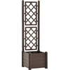 Image de vidaXL - Plantenbak - met - latwerk - 43x43x142 - cm - PP - mokka