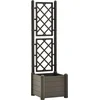 Image de vidaXL - Plantenbak - met - latwerk - 43x43x142 - cm - PP - antracietkleurig