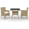 Image de vidaXL - 3-delige - Tuinset - poly - rattan - en - glas - beige