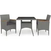Image de vidaXL - 3-delige - Tuinset - poly - rattan - en - acaciahout - grijs