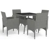 Image de vidaXL - 5-delige - Tuinset - poly - rattan - en - glas - grijs