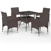 Image de vidaXL - 5-delige - Tuinset - poly - rattan - en - glas - bruin