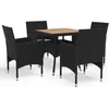 Image de vidaXL - 5-delige - Tuinset - poly - rattan - en - acaciahout - zwart