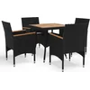Image de vidaXL - 5-delige - Tuinset - poly - rattan - en - acaciahout - zwart
