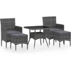Image de vidaXL - 5-delige - Tuinset - poly - rattan - en - gehard - glas - grijs