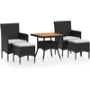 Image de vidaXL - 5-delige - Tuinset - poly - rattan - en - massief - acaciahout - zwart