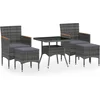 Image de vidaXL - 5-delige - Tuinset - poly - rattan - en - gehard - glas - grijs