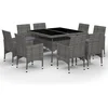 Image de vidaXL - 9-delige - Tuinset - poly - rattan - en - glas - grijs