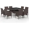 Image de vidaXL - 9-delige - Tuinset - poly - rattan - en - glas - bruin