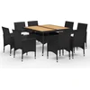 Image de vidaXL - 9-delige - Tuinset - poly - rattan - en - acaciahout - zwart