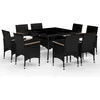 Image de vidaXL - 9-delige - Tuinset - poly - rattan - en - acaciahout - zwart