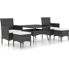 Image de vidaXL - 5-delige - Tuinset - poly - rattan - en - gehard - glas - zwart