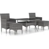 Image de vidaXL - 5-delige - Tuinset - poly - rattan - en - gehard - glas - grijs