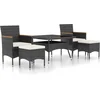 Image de vidaXL - 5-delige - Tuinset - poly - rattan - en - gehard - glas - zwart