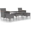 Image de vidaXL - 5-delige - Tuinset - poly - rattan - en - gehard - glas - grijs