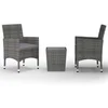 Image de vidaXL - 3-delige - Bistroset - poly - rattan - en - gehard - glas - grijs