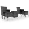 Image de vidaXL - 5-delige - Bistroset - poly - rattan - en - gehard - glas - grijs