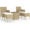 Image de vidaXL - 5-delige - Bistroset - poly - rattan - en - gehard - glas - beige
