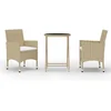 Image de vidaXL - 3-delige - Bistroset - poly - rattan - en - gehard - glas - beige